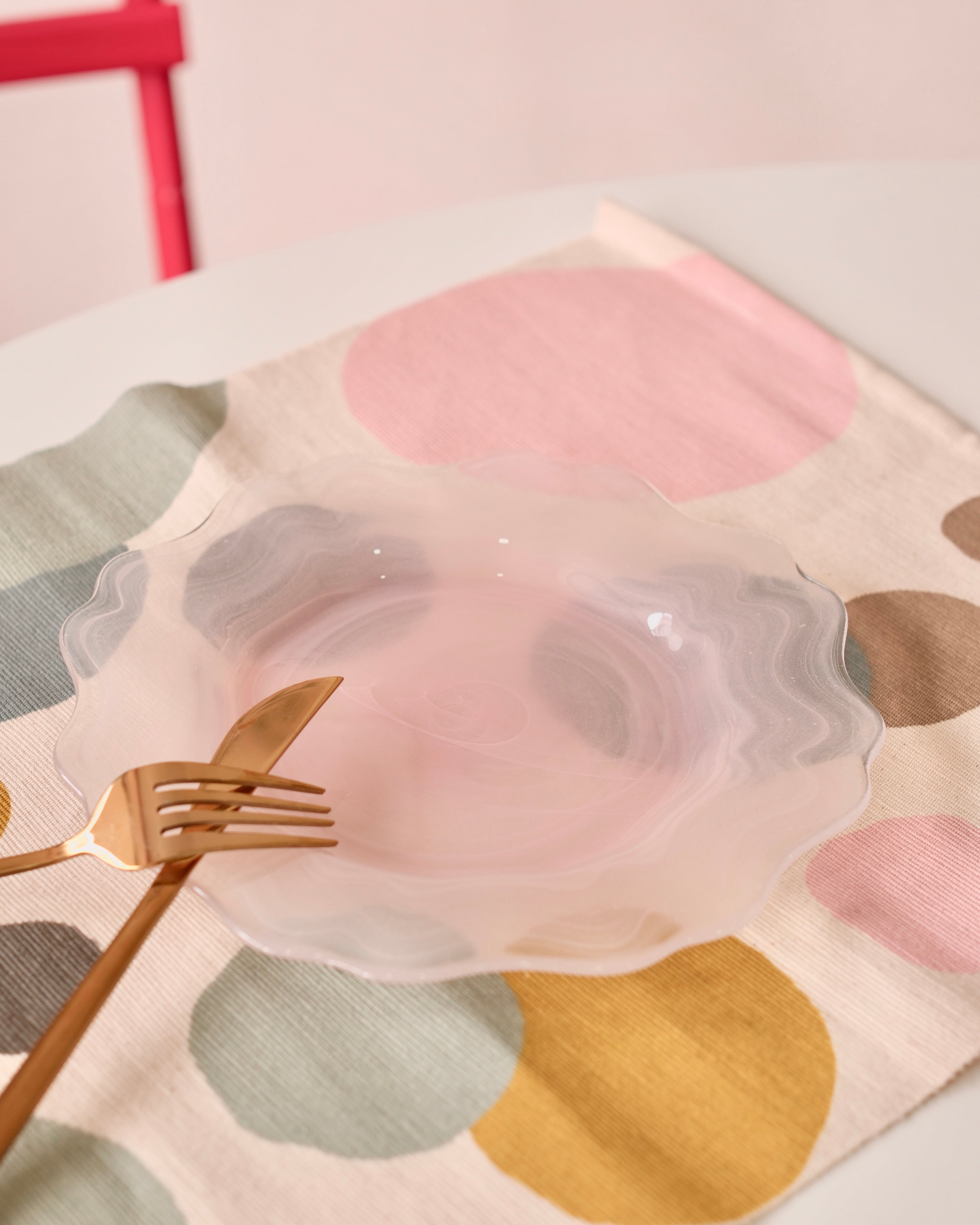 pembe çiçek pasta tabağı 6 kişilik