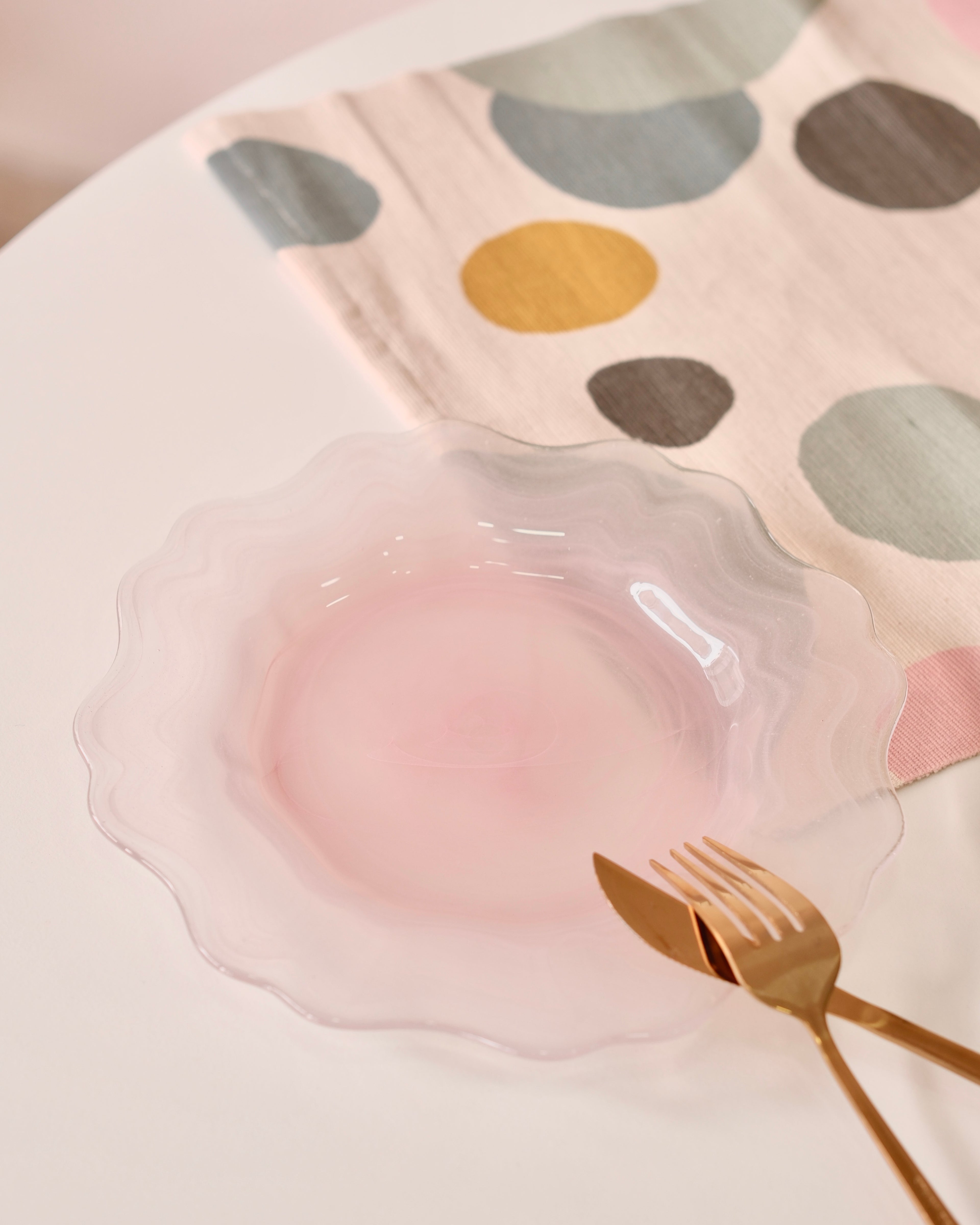 pembe çiçek pasta tabağı 6 kişilik