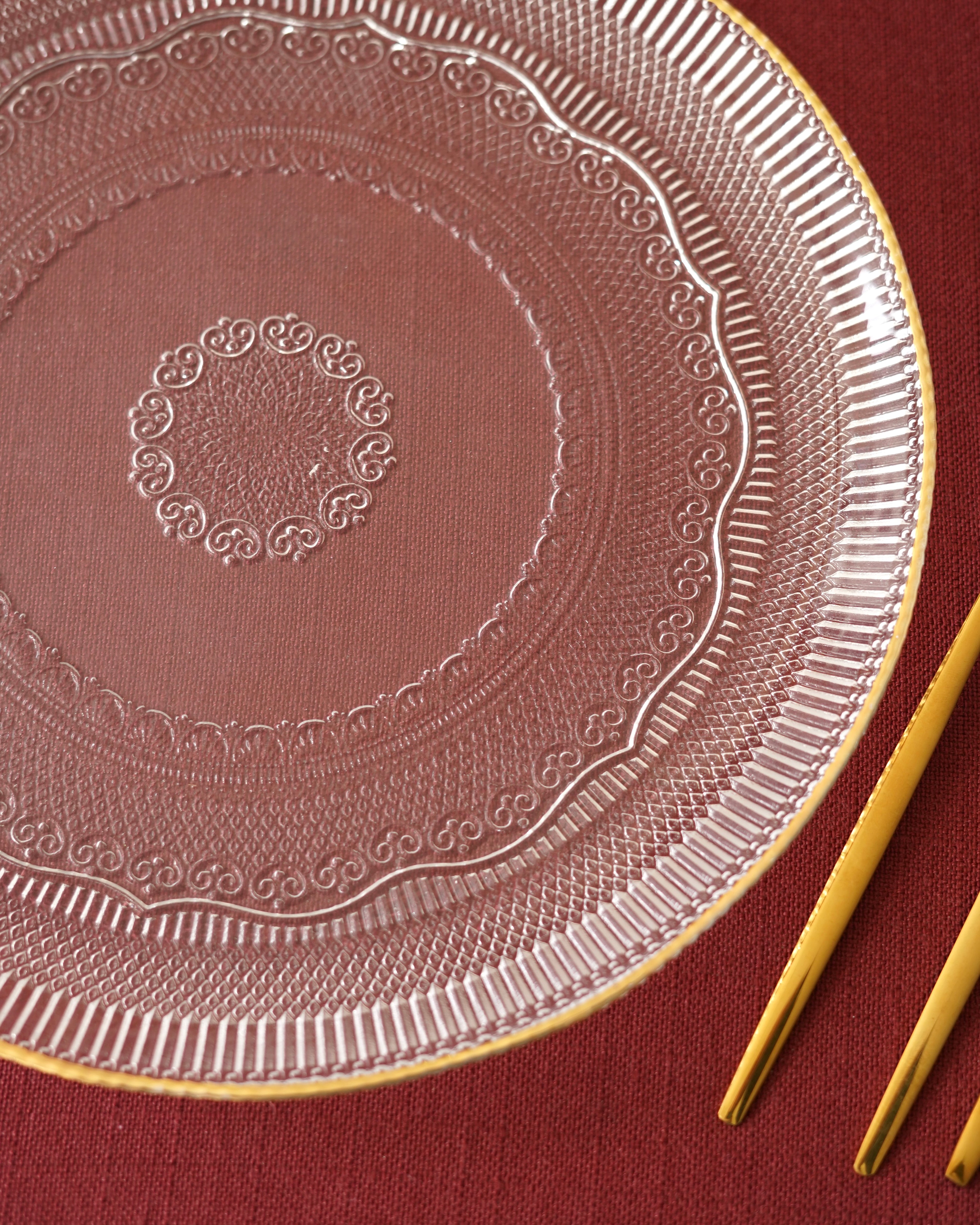Desenli Şeffaf gold detaylı Servis tabağı  6lı set