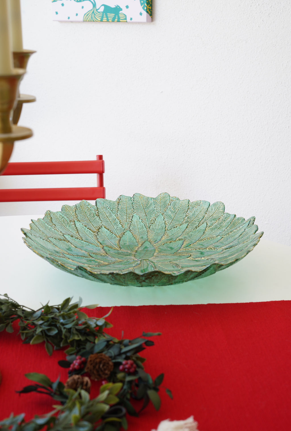 yeşil tırtıklı çiçek tabak 4 adet ve meyvelik