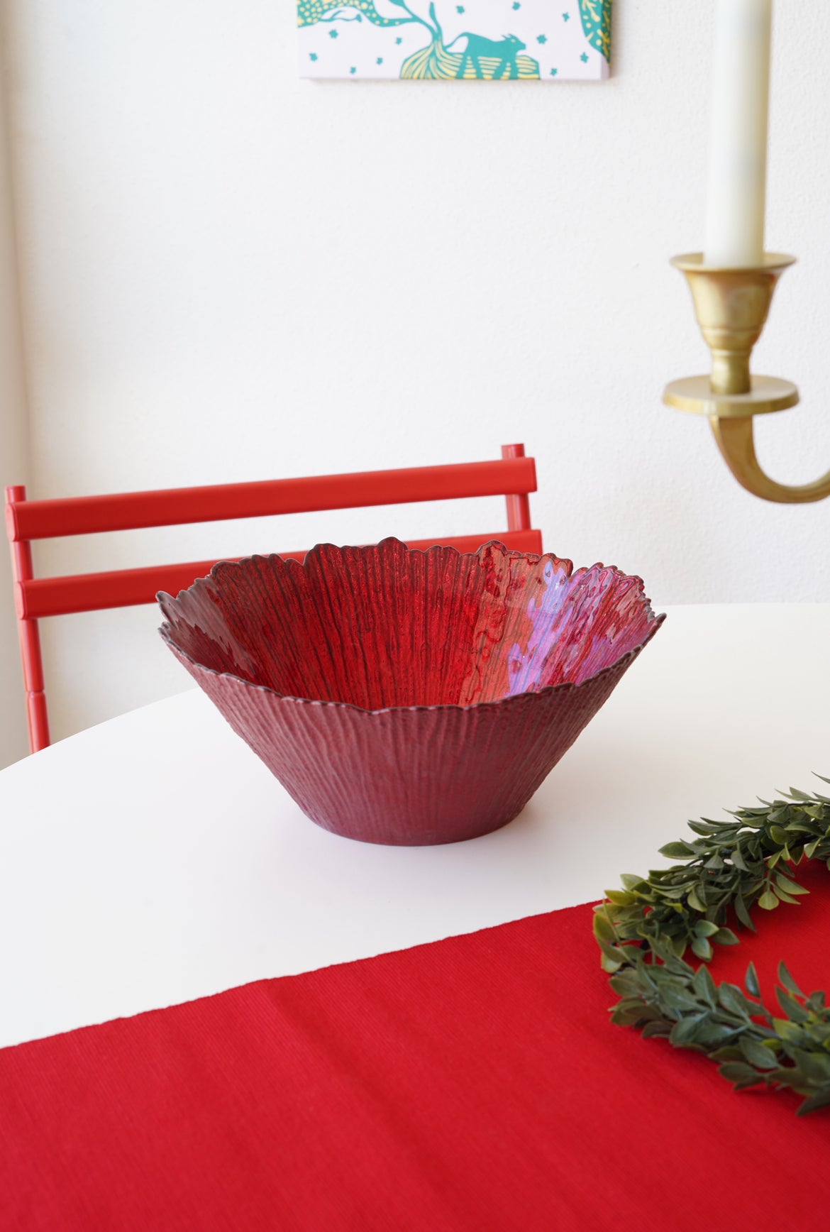 kırmızı tırtıklı salata kasesi