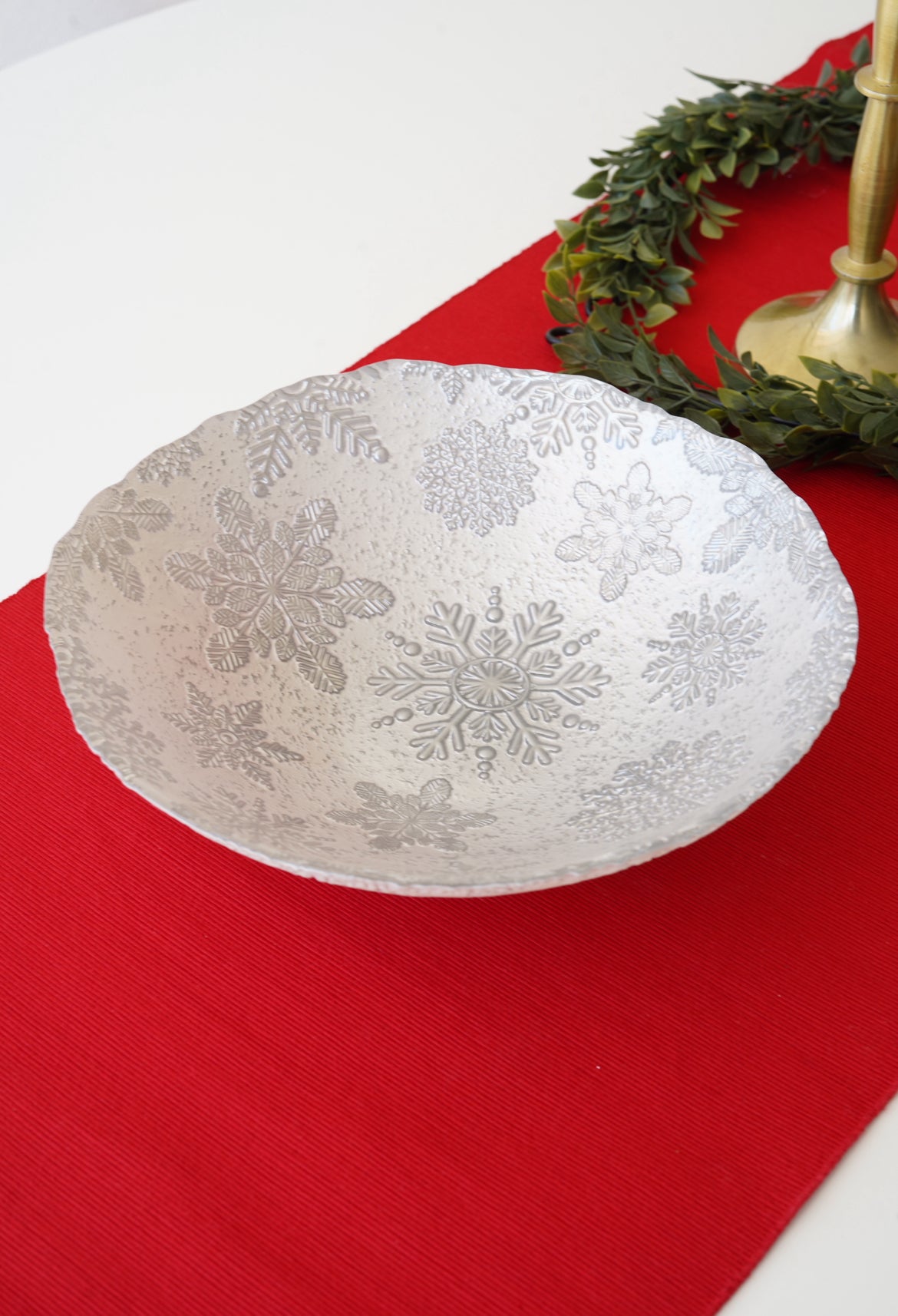 Yılbaşı desenli gümüş salata kasesi