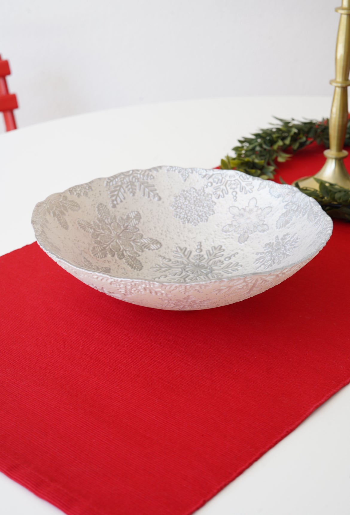 Yılbaşı desenli gümüş salata kasesi