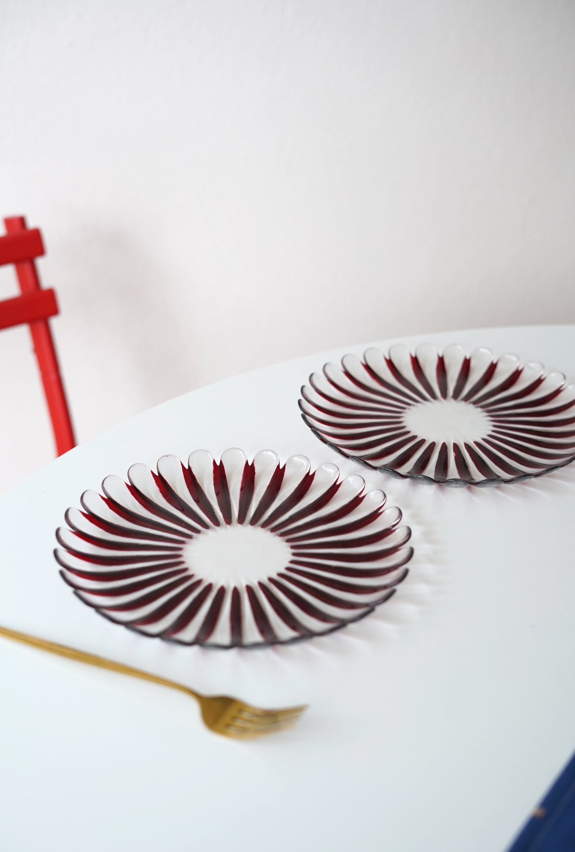 çizgili bordo pasta tabağı 6 adet