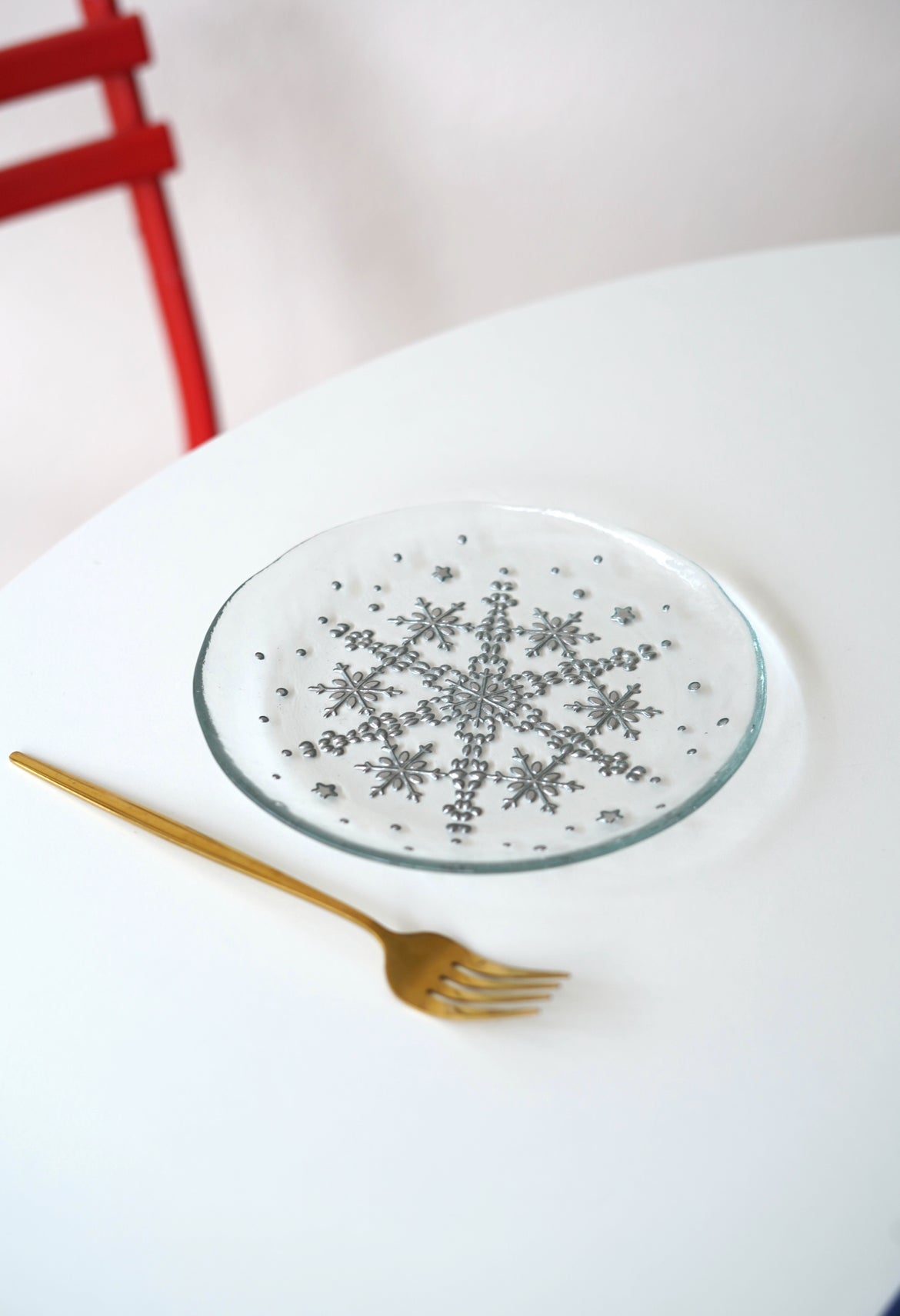 kar desenli şeffaf pasta tabağı 4 adet