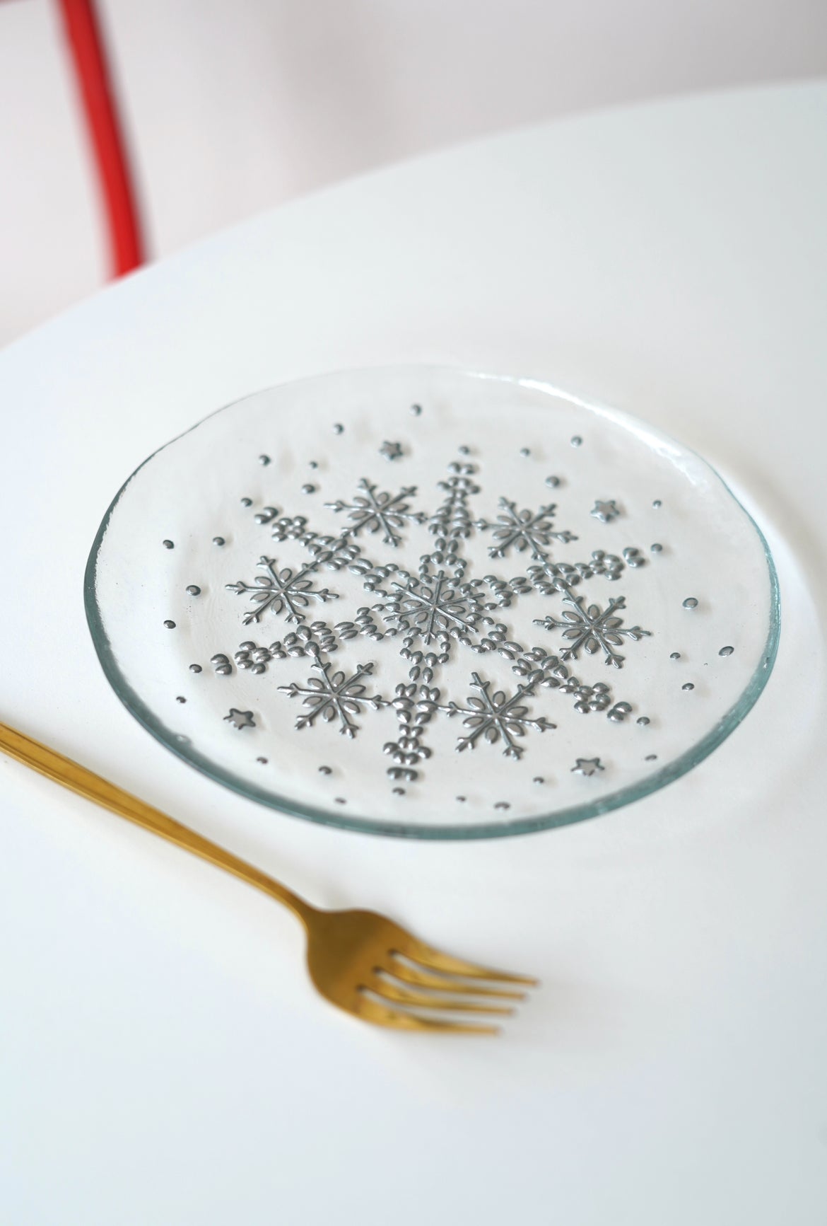 kar desenli şeffaf pasta tabağı 4 adet