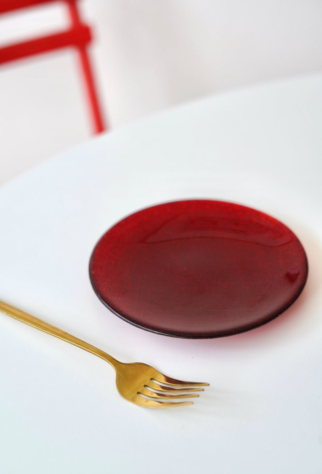 mini tatlı tabağı kırmızı 6 adet