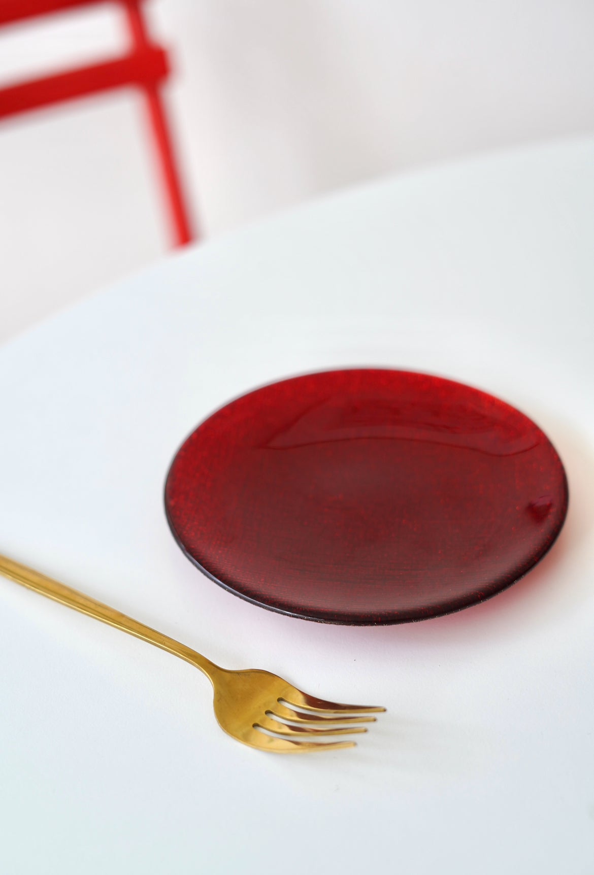 mini tatlı tabağı kırmızı 6 adet