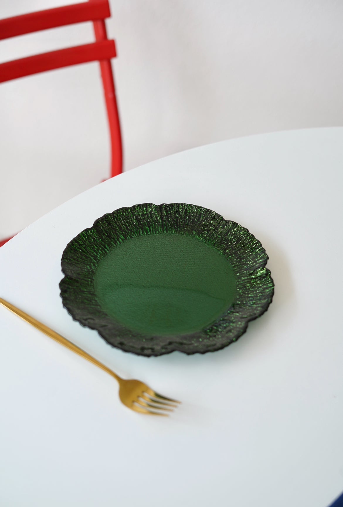 yeşil papatya pasta tabağı 6 kişilik ve sunum tabağı