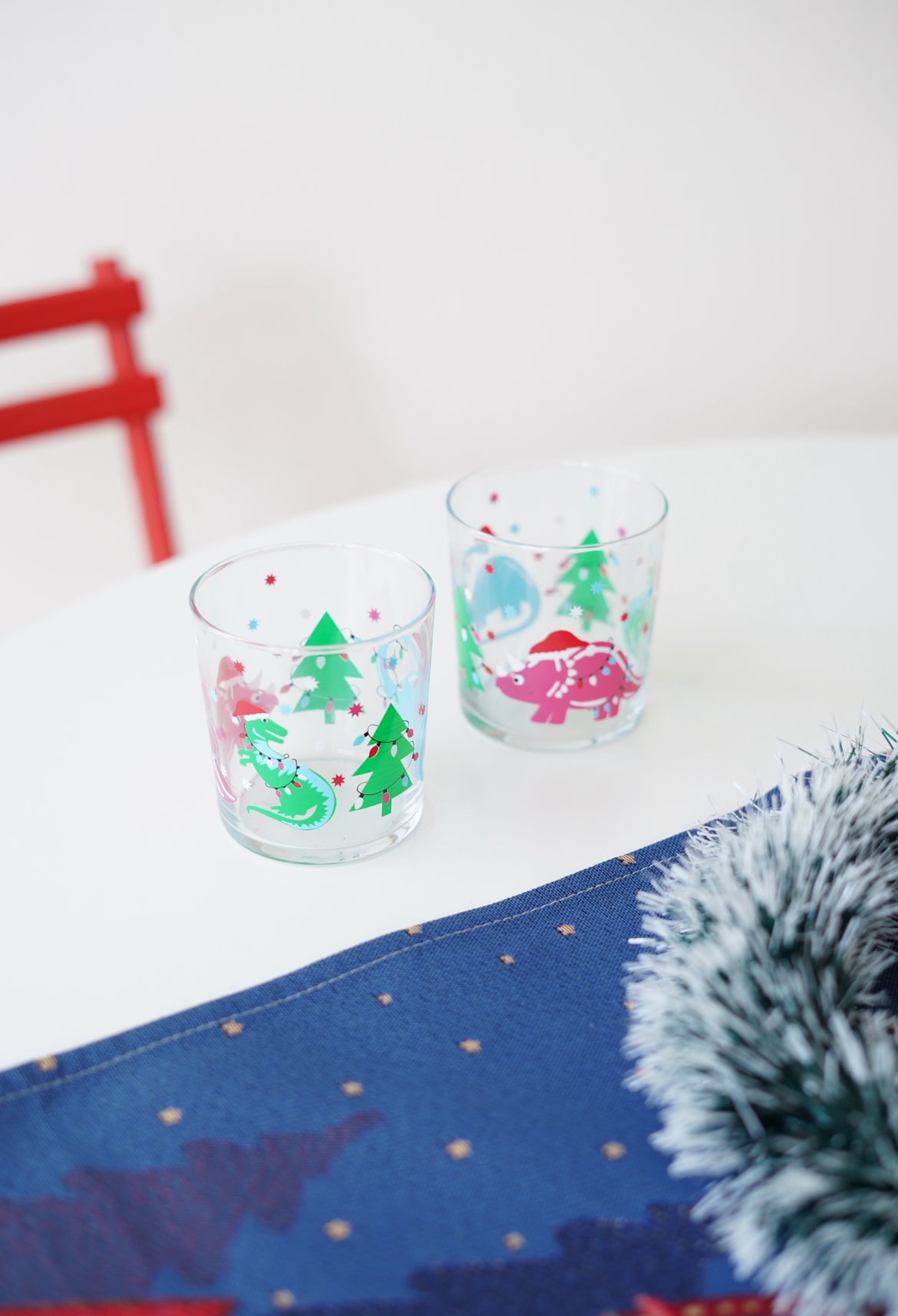 kısa desenli yılbaşı bardağı 2li set