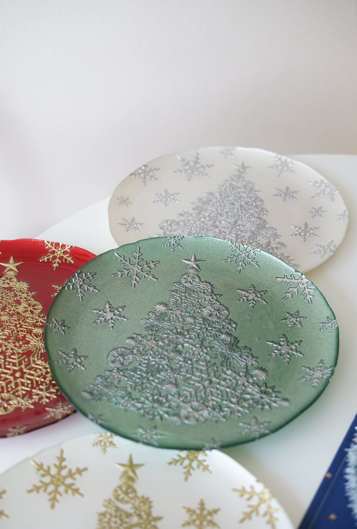 yılbaşı ağacı desenli 4 kişilik tabak