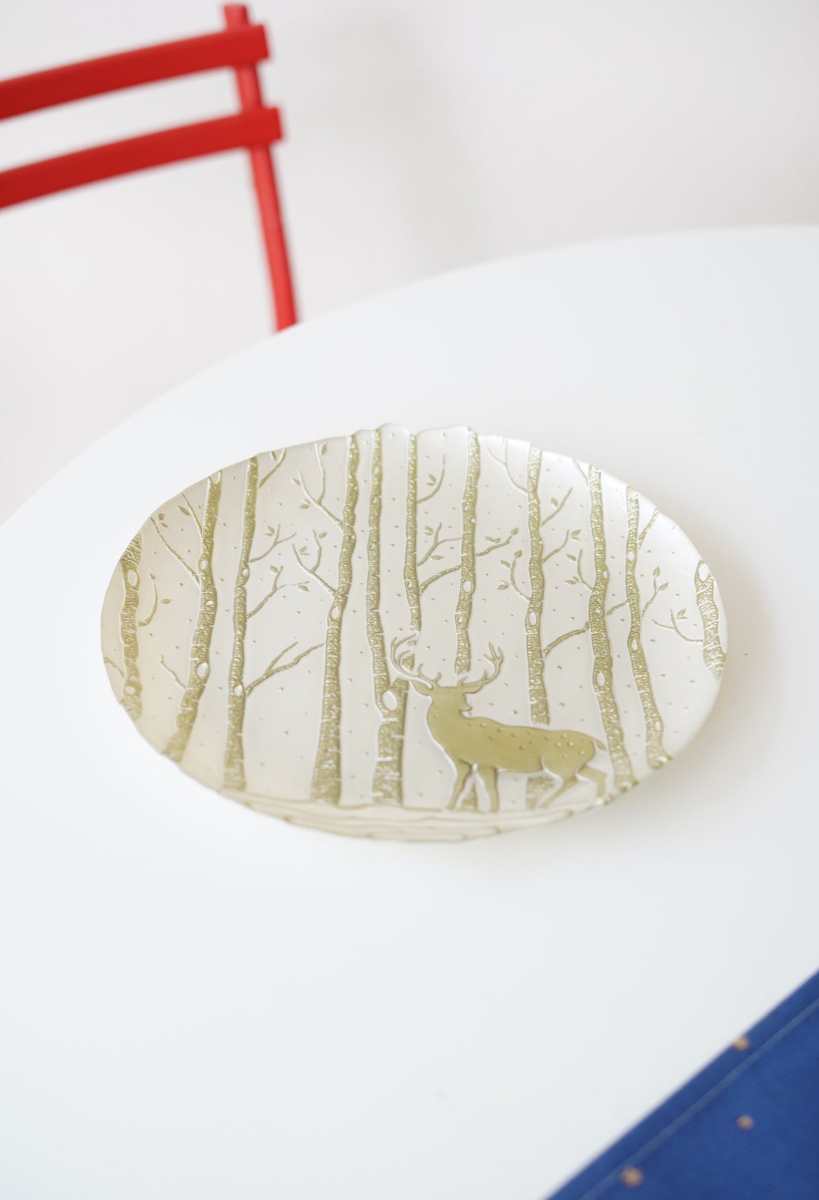 geyik desenli sunum tabağı