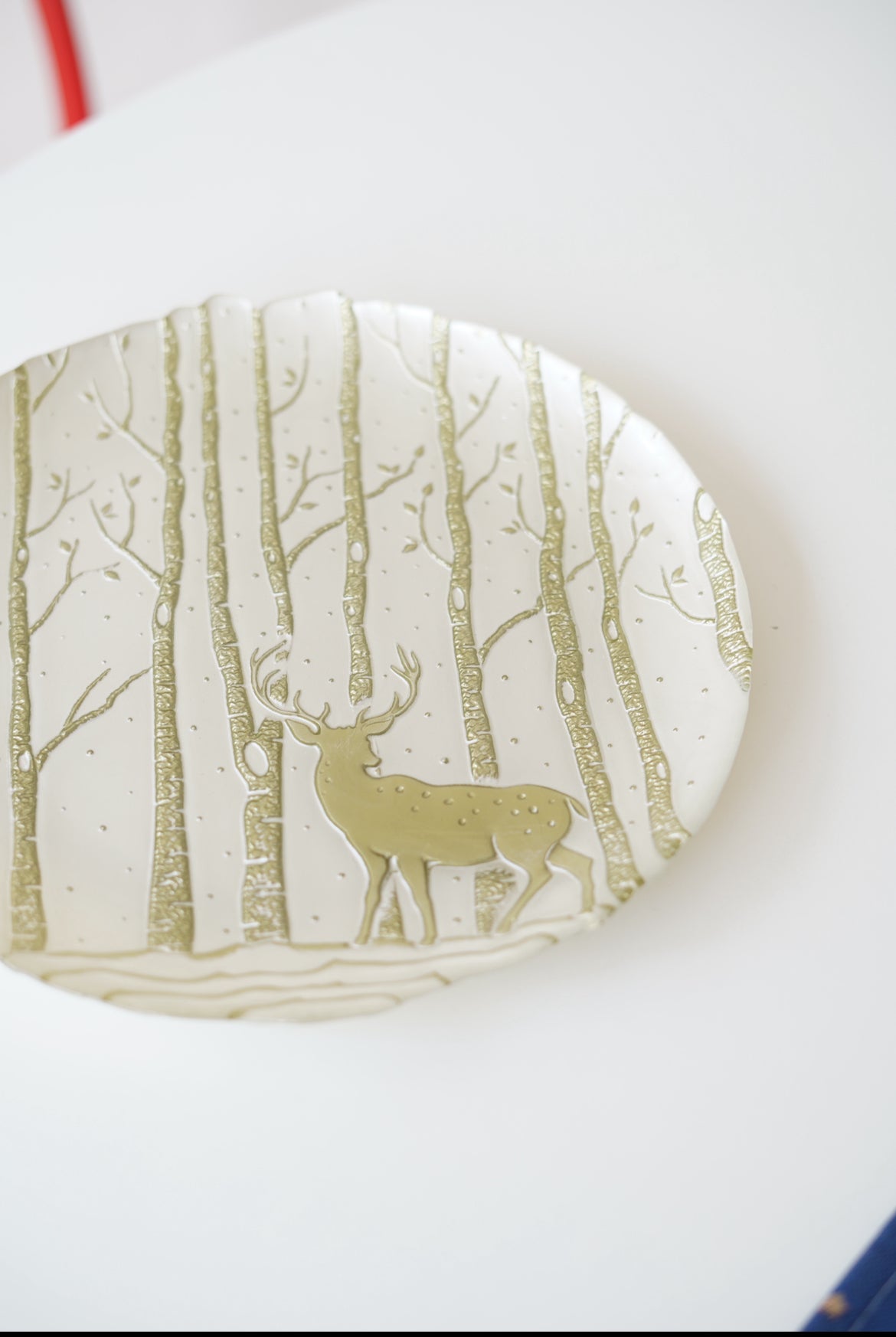 geyik desenli sunum tabağı