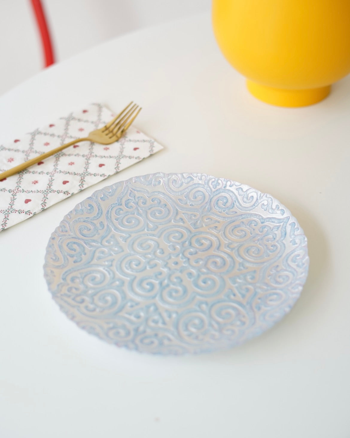 mavi desenli pasta tabağı 6 adet