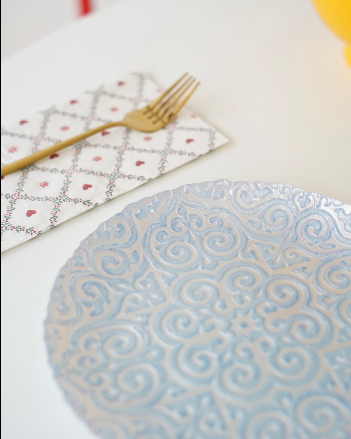 mavi desenli pasta tabağı 6 adet