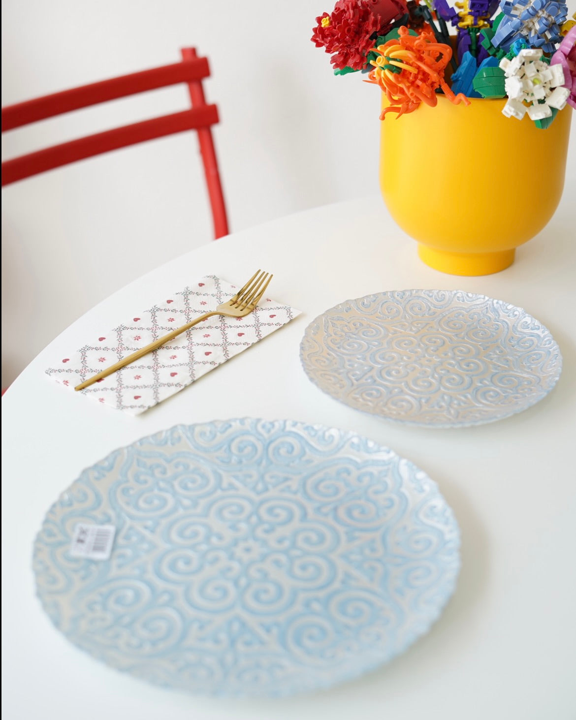 mavi desenli 8 parça 4 kişilik set