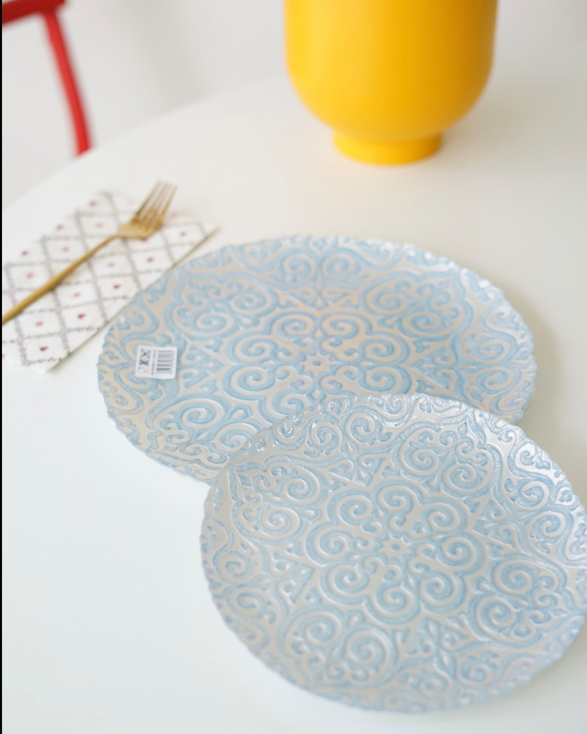 mavi desenli 8 parça 4 kişilik set