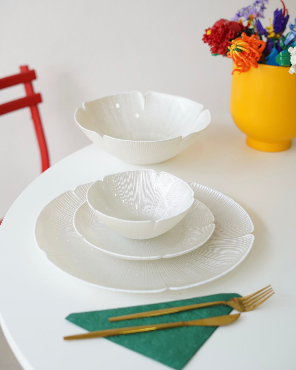 beyaz çiçek model yemek takımı 19 parça 6 kişilik