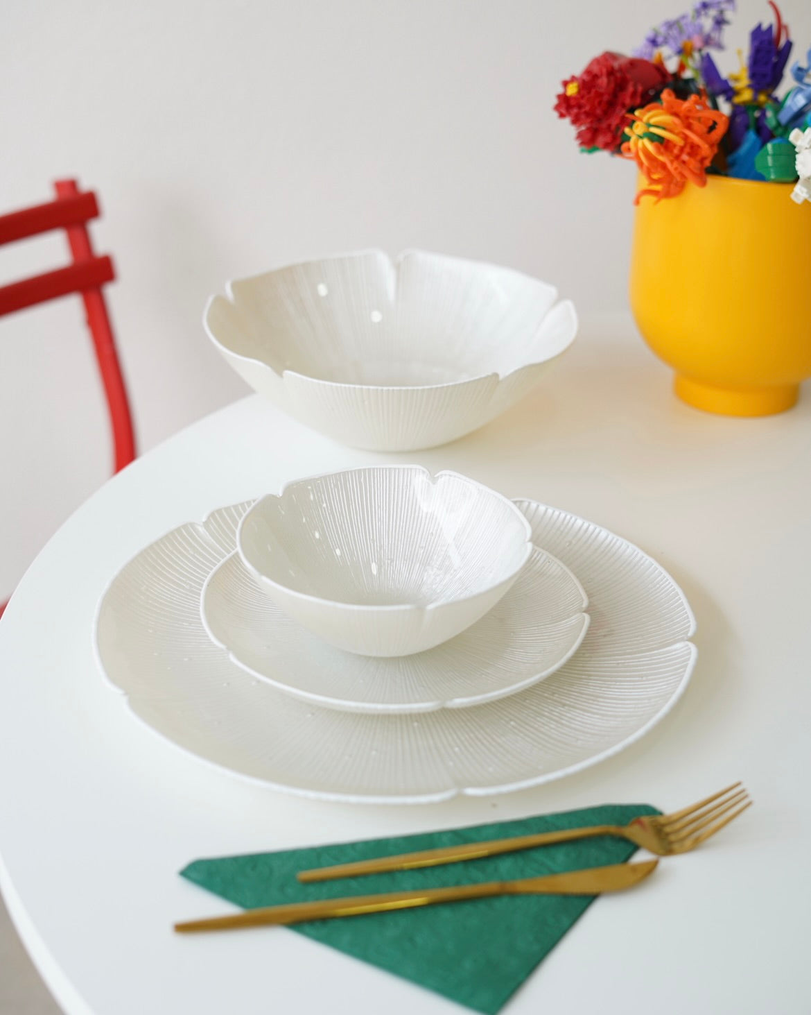 beyaz çiçek model yemek takımı 19 parça 6 kişilik