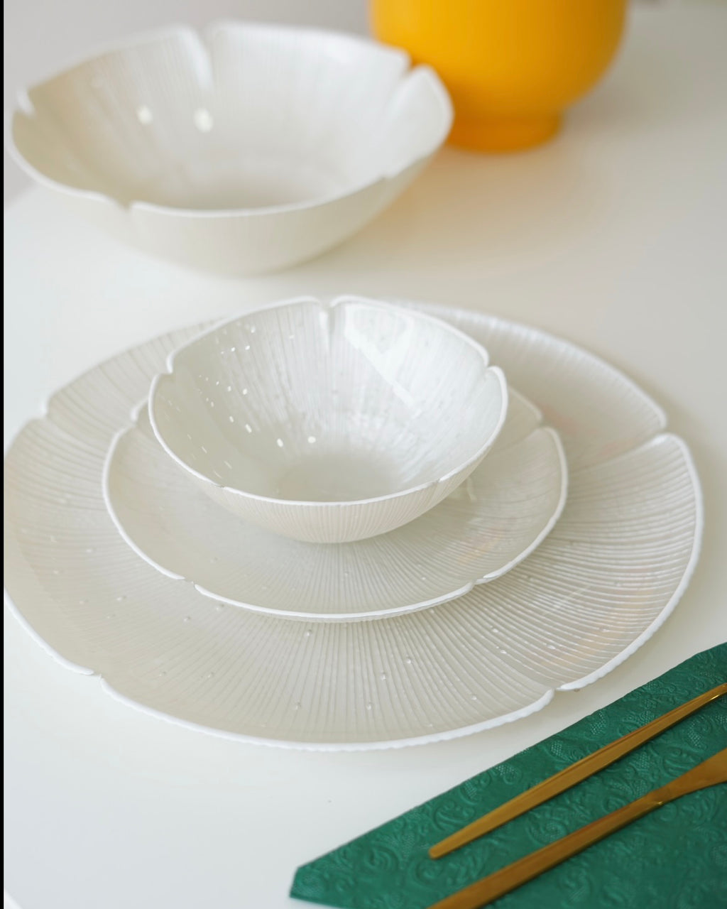 beyaz çiçek model yemek takımı 19 parça 6 kişilik