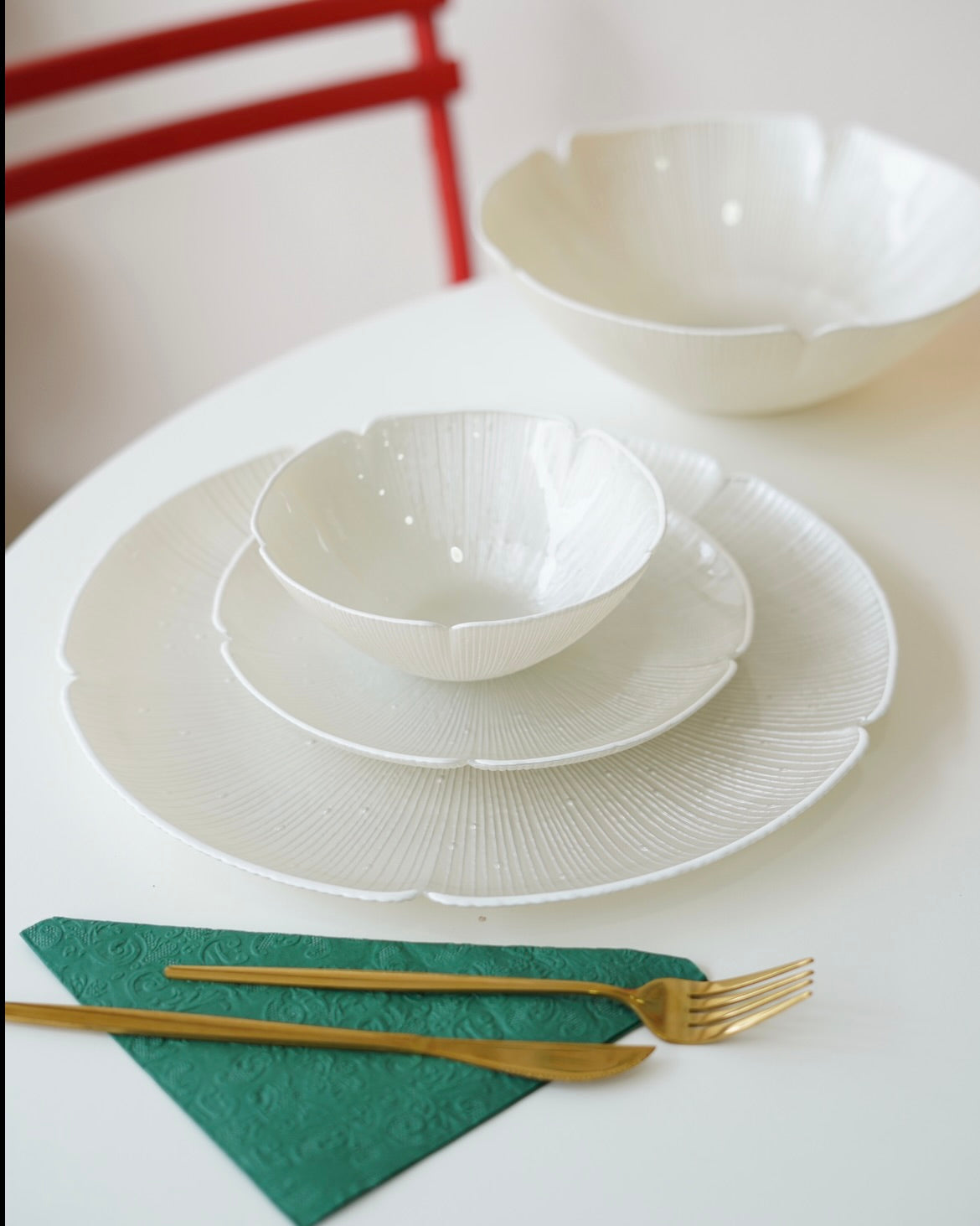 beyaz çiçek model yemek takımı 19 parça 6 kişilik