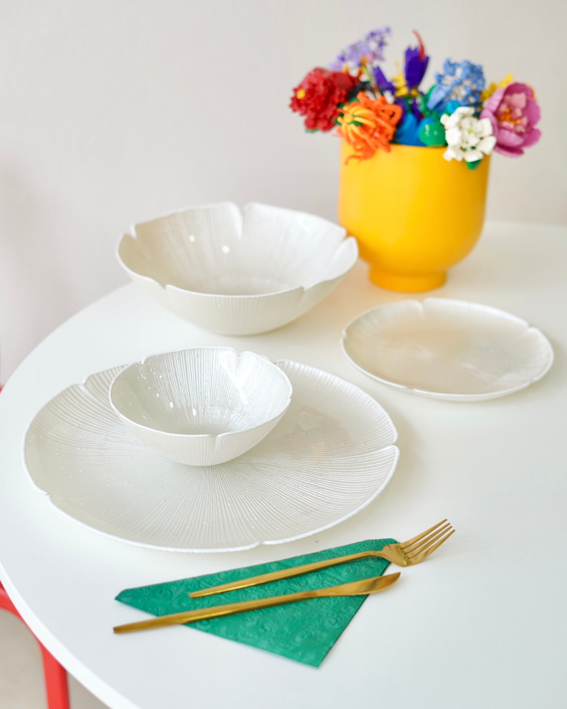 beyaz çiçek model yemek takımı 19 parça 6 kişilik