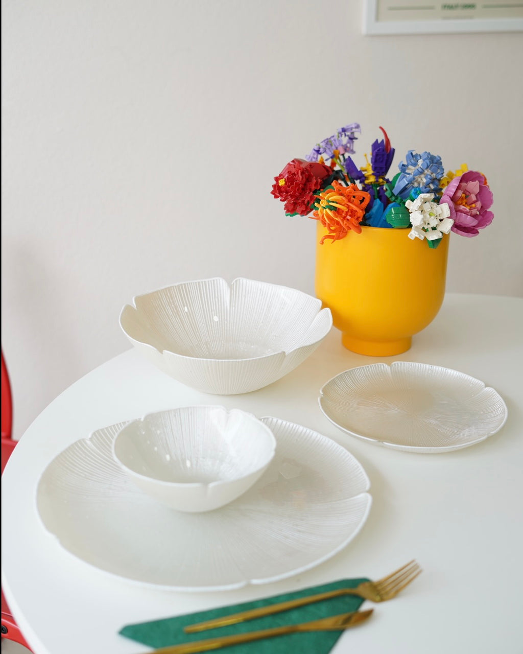 beyaz çiçek model yemek takımı 19 parça 6 kişilik