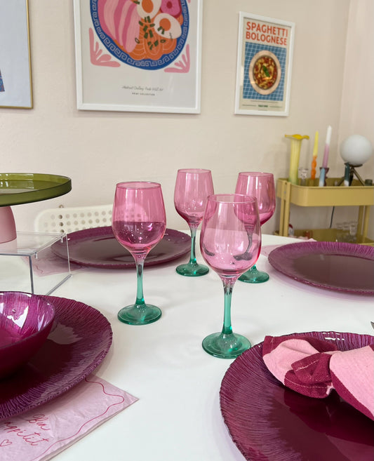 pembe yeşil kadeh 3 adet