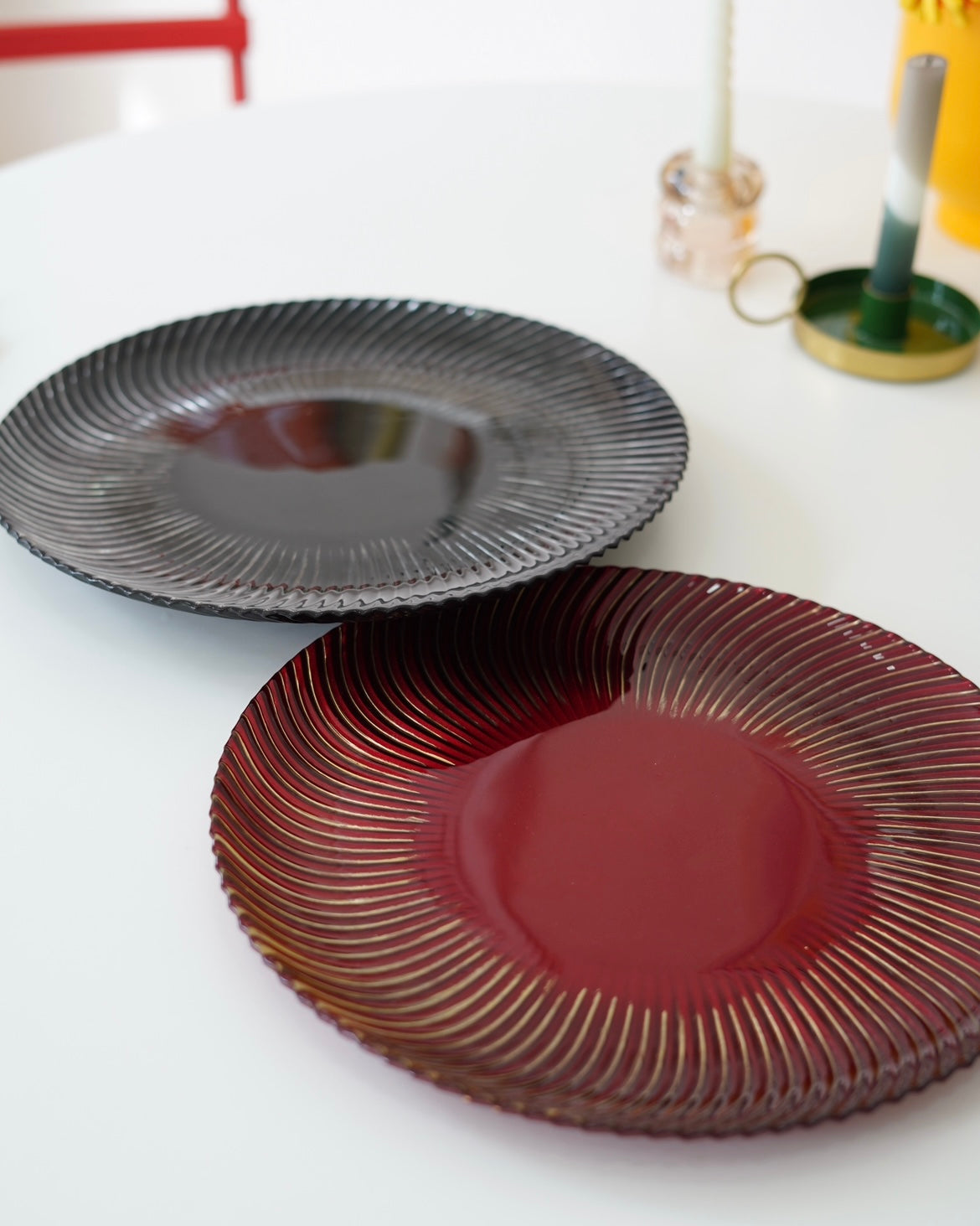 kırmızı siyah 33 cm tabak 2li set